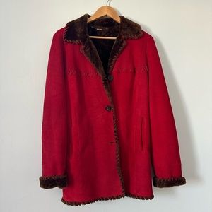 Vintage 100% Shearling Red & Brown Coat - Dominic Bellisimo